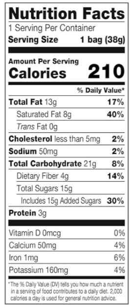 Meiji Chocoroom Nutritional Facts