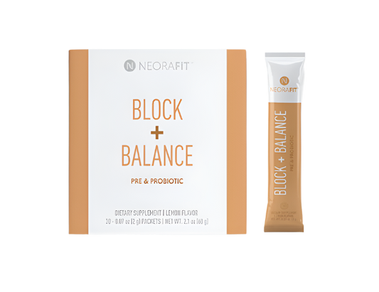 Neora Fit Block + Balance Pre & Probiotic Dietary Supplement Lemon Flavor 30 .07 oz Packets