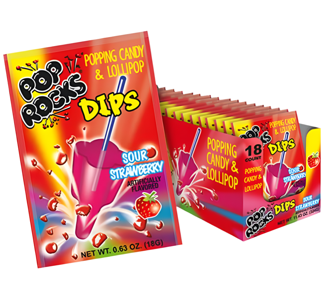 Pop Rocks Dips Sour Strawberry Full Case