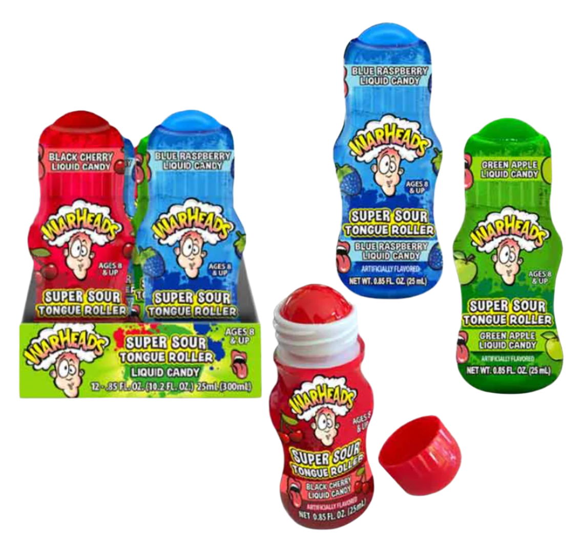 Warheads Super Sour Tongue Rollers In Display 12-pack Full Case