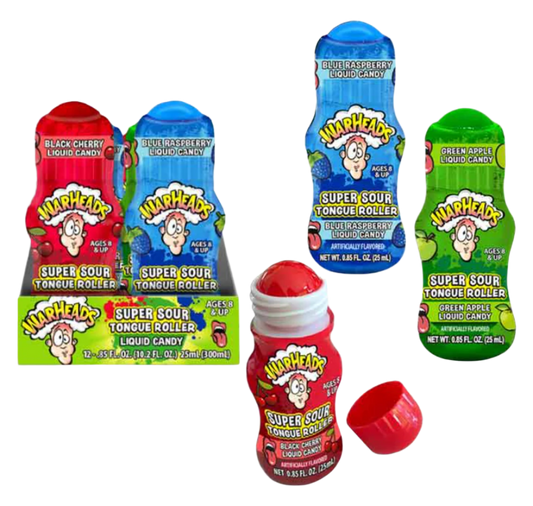 Warheads Super Sour Tongue Rollers In Display 12-pack Full Case