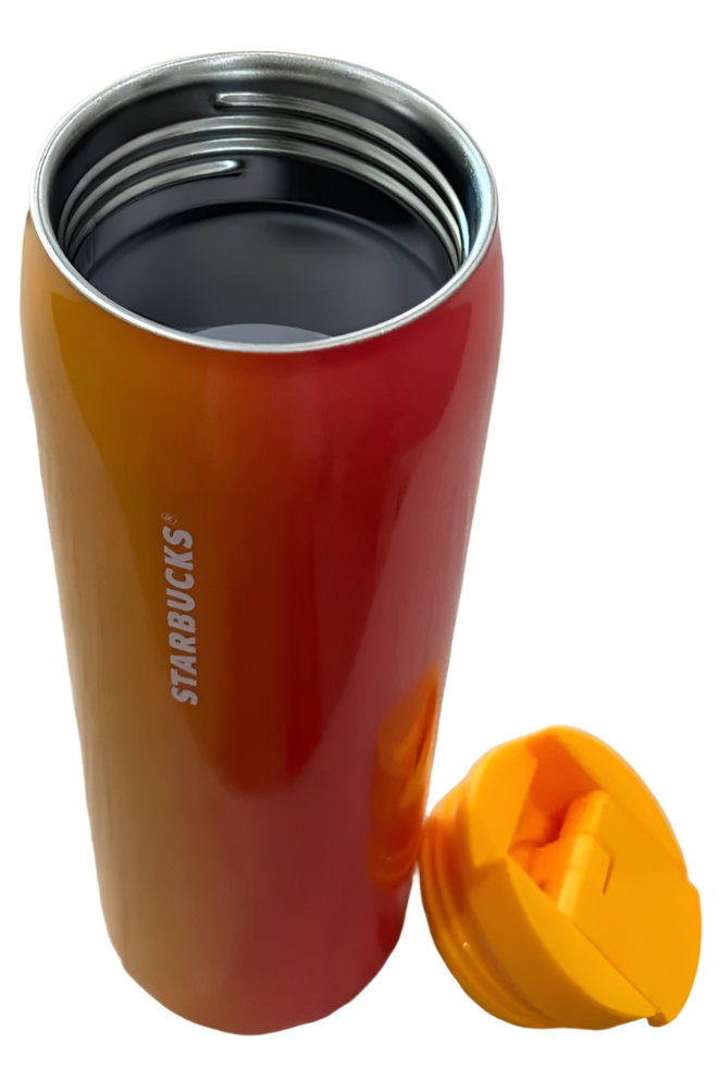 Starbucks 2022 Orange and Pink Ombre Vacuum Insulated Stainless Steel Tumbler, 16 Oz (Grande) Lid Off