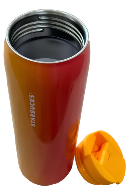 Starbucks 2022 Orange and Pink Ombre Vacuum Insulated Stainless Steel Tumbler, 16 Oz (Grande) Lid Off