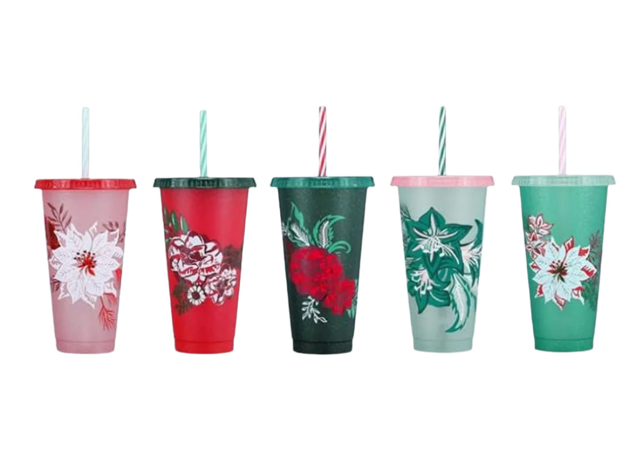 Starbucks Christmas Hot Cups 5 Pack Floral Cold Cups